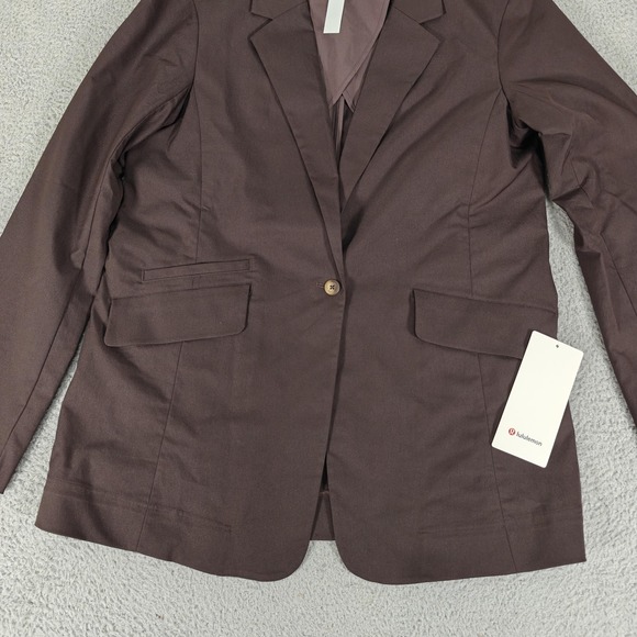 Lululemon Blazer Womens Medium Brown‎ Relaxed-Fit Twill Business Casual Jacket - Picture 2 of 11